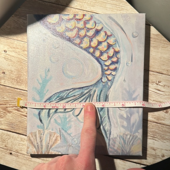 Mermaid Tail in Ocean Coral Reef Print Wrapped Canvas 5”x7” Wall Decor - Picture 6 of 7